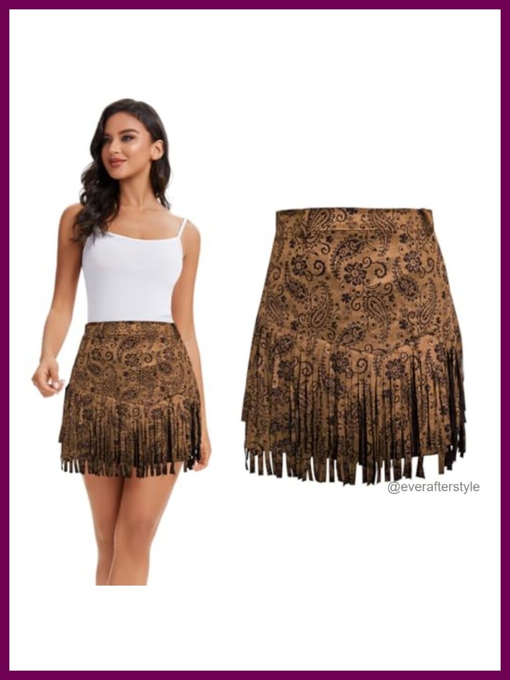 Faux Suede High Waist A-Line Fringe Mini Skirt